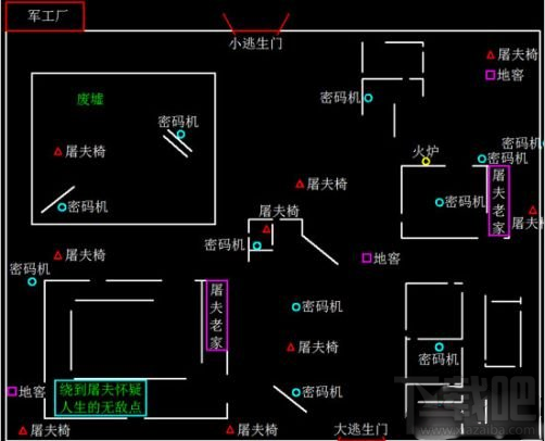 第五人格军工厂密码机在哪里