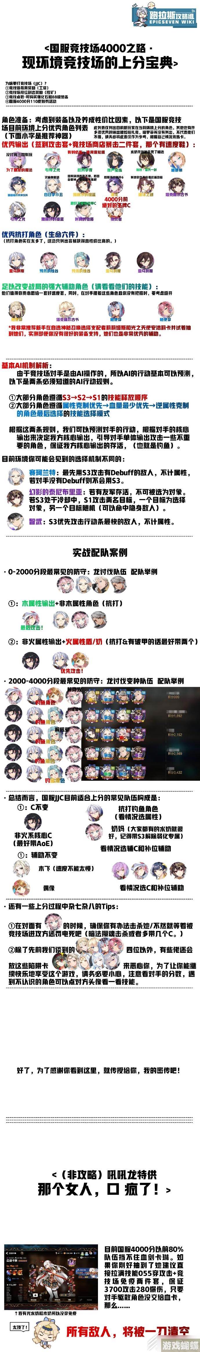 第七史诗全新竞技场4000分攻略,第七史诗资讯-职业天赋加点建议